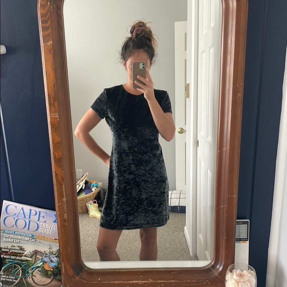 Blue silver crushed Velvet Dress